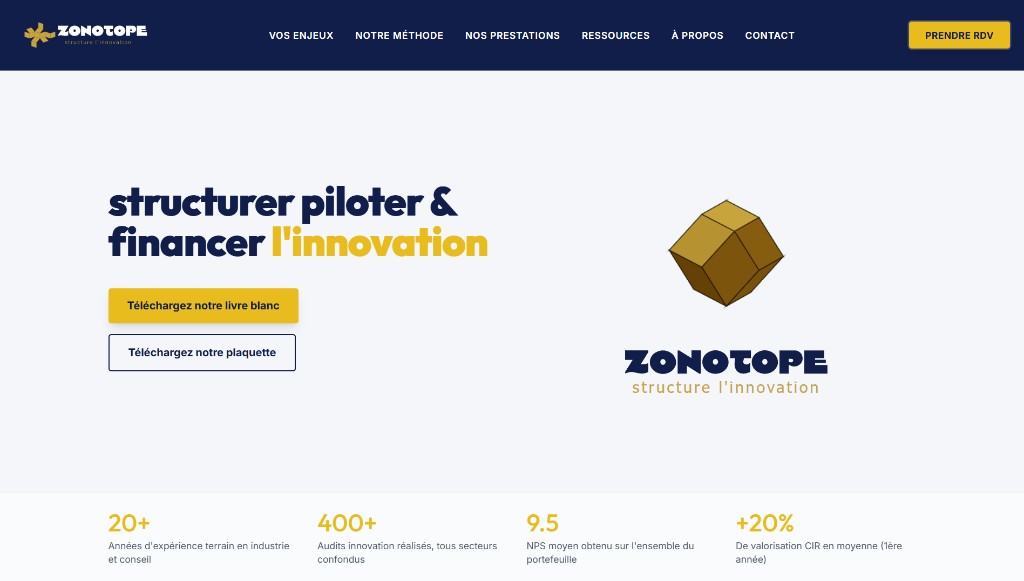 Page d'accueil du site Zonotope
